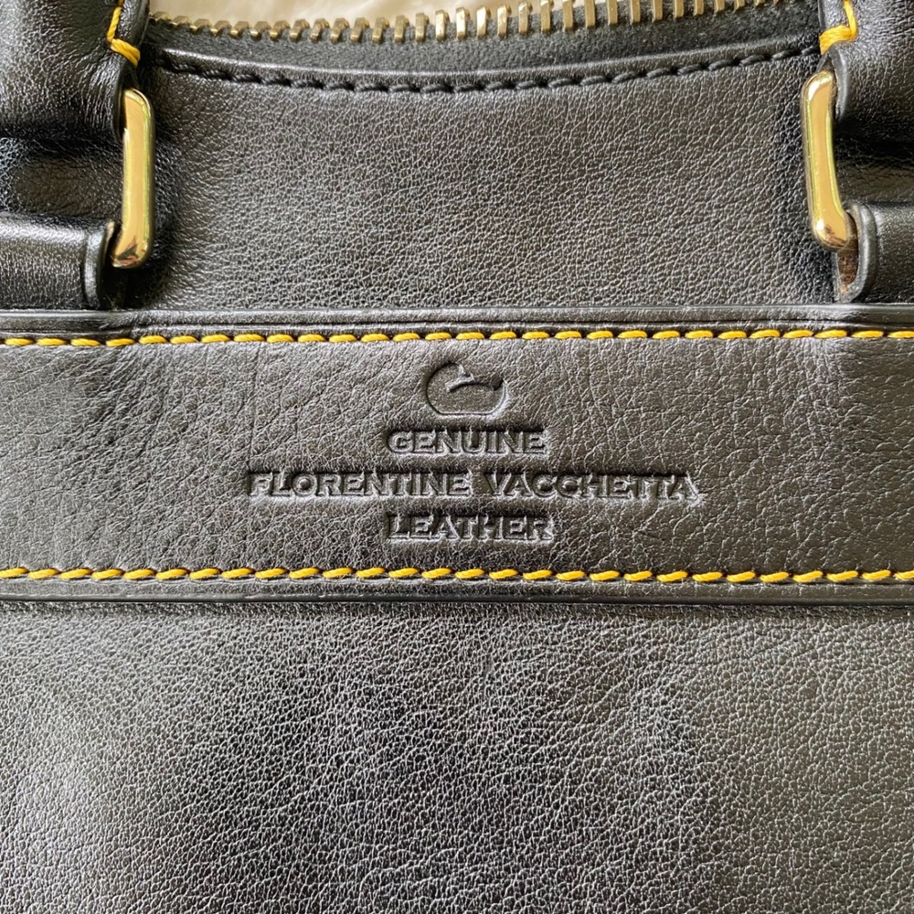 Dooney & Bourke Teardrop Satchel Black Florentine Vacchetta Leather Shoulder Bag - Picture 7 of 14